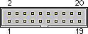 20 pin IDC male connector drawing